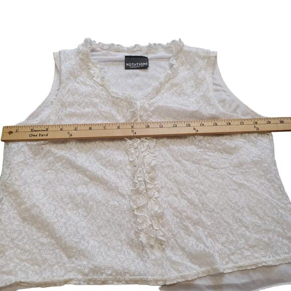Notations Clothing Co White Lace Frill Size Small 19 Pit Summer Sheer Kawaii - Picture 4 of 7